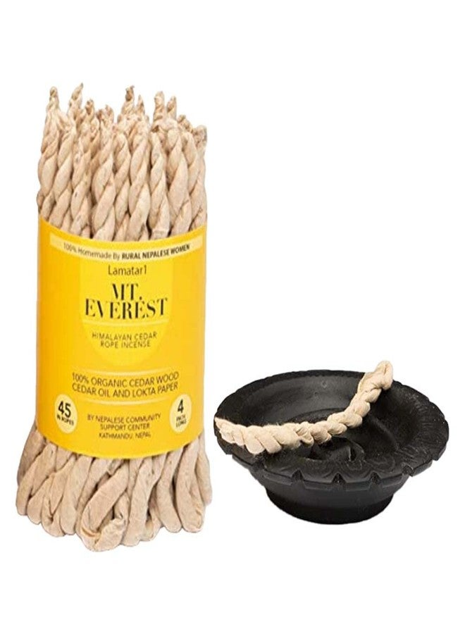 Lamatar1 Rope Incense Burner with Himalayan Cedar Rope Incense 45 Pcs - 4 inch Long Each - Image 1